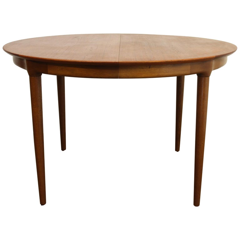 Danish Modern Round Extendable Teak, Contemporary Round Dining Tables Extendable