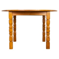 Danish Modern Round Oak Dining Table