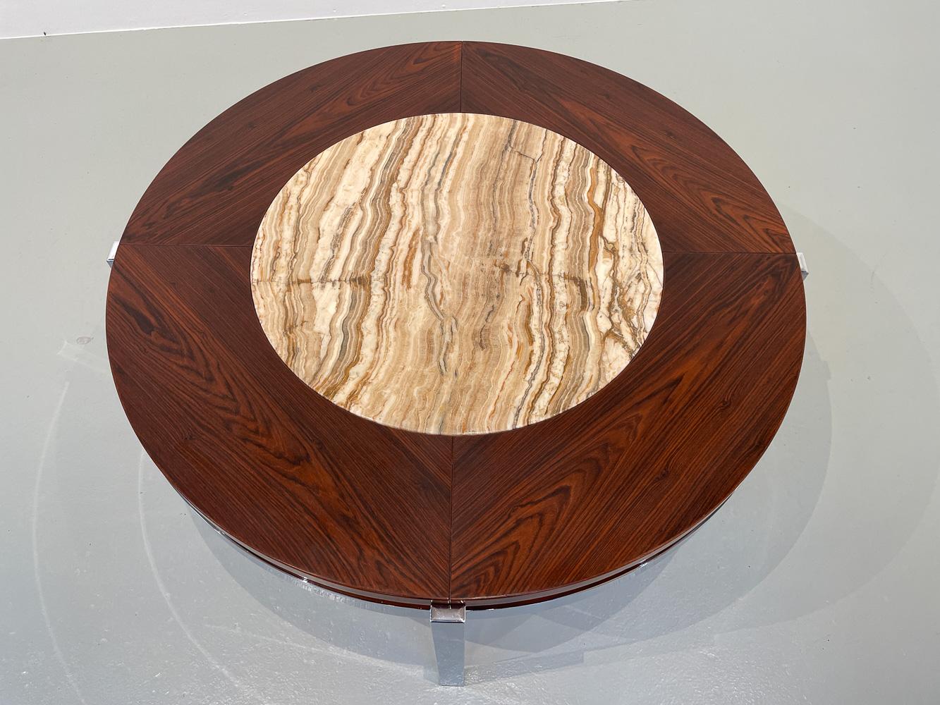 Danish Modern Round Rosewood and Marble Coffee Table by Bendixen Design, 1970s. For Sale 6