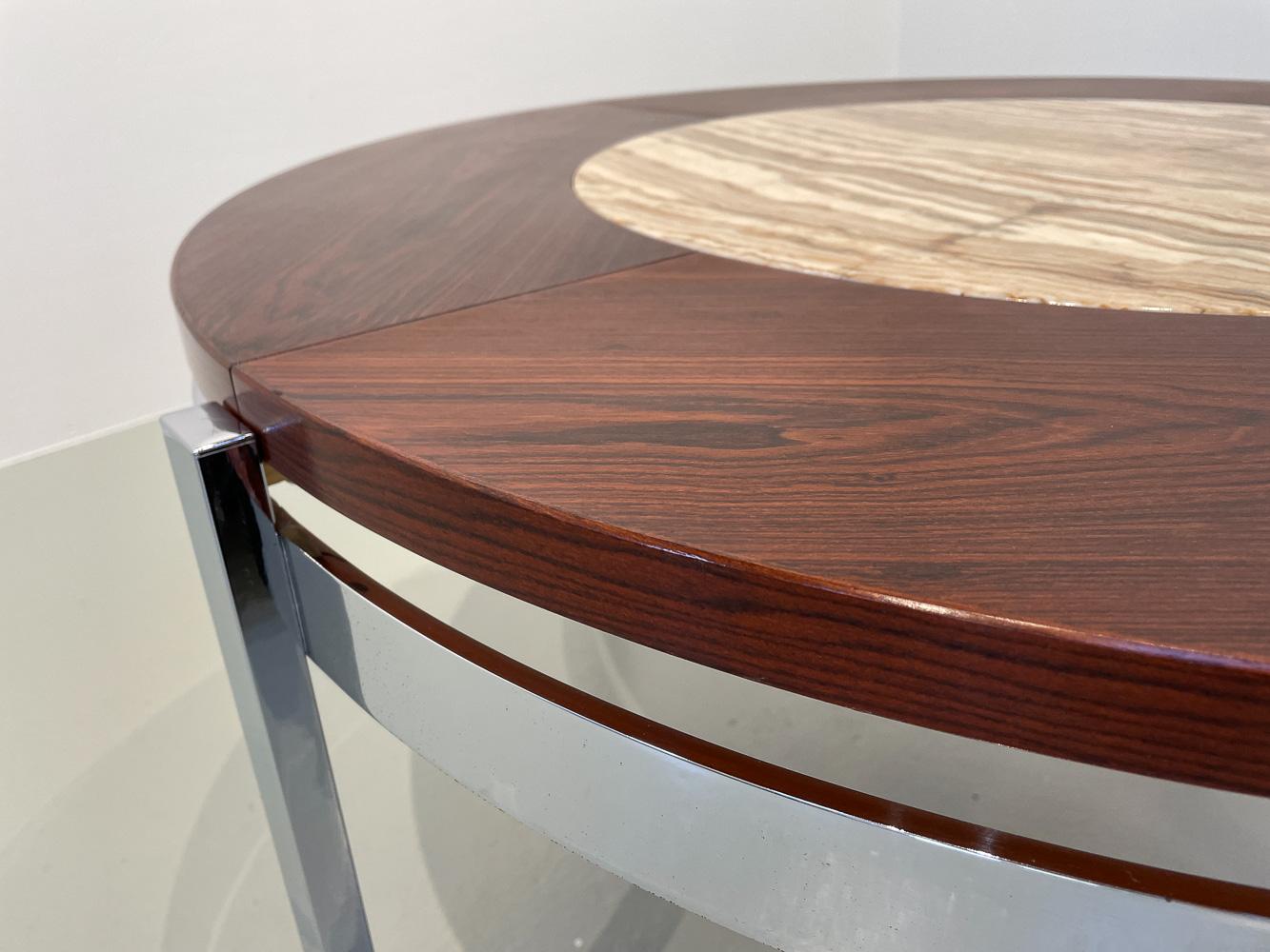 Danish Modern Round Rosewood and Marble Coffee Table by Bendixen Design, 1970s. For Sale 11