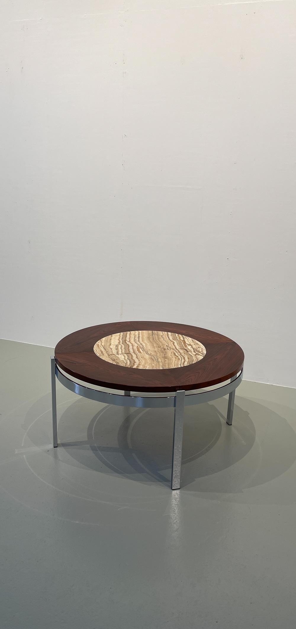 Danish Modern Round Rosewood and Marble Coffee Table by Bendixen Design, 1970s. For Sale 12