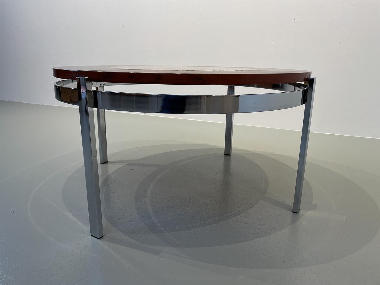 Danish Modern Round Rosewood and Marble Coffee Table by Bendixen Design, 1970s. In Good Condition For Sale In Asaa, DK