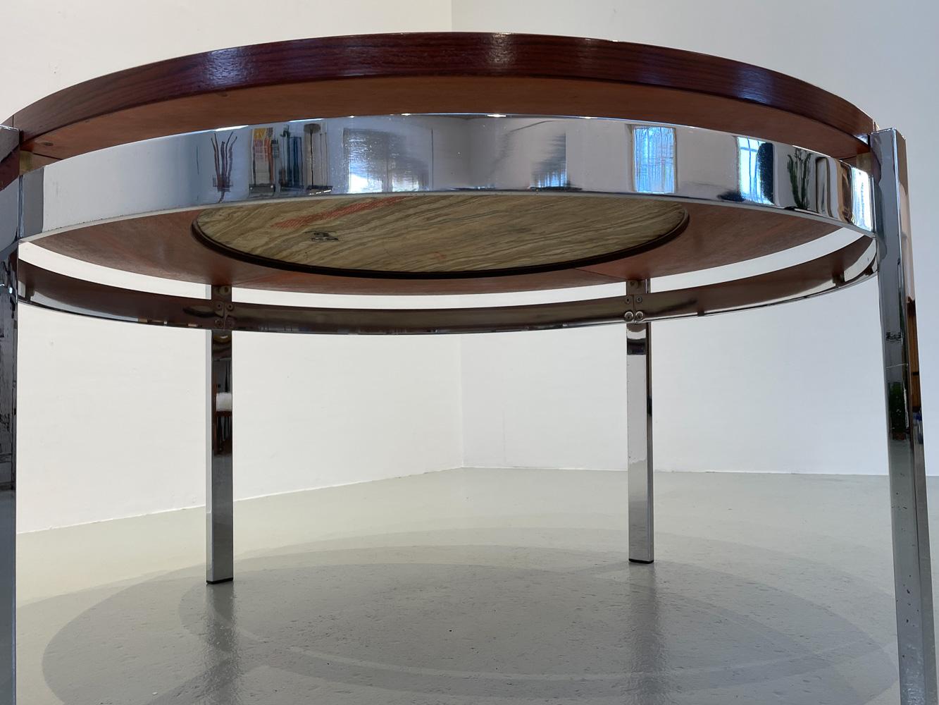 Danish Modern Round Rosewood and Marble Coffee Table by Bendixen Design, 1970s. For Sale 1