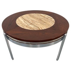 Danish Modern Round Rosewood and Marble Coffee Table by Bendixen Design, 1970s.