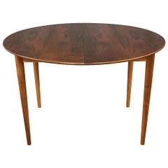 Danish Modern Round Rosewood Dining Table by Kurt Ostervig