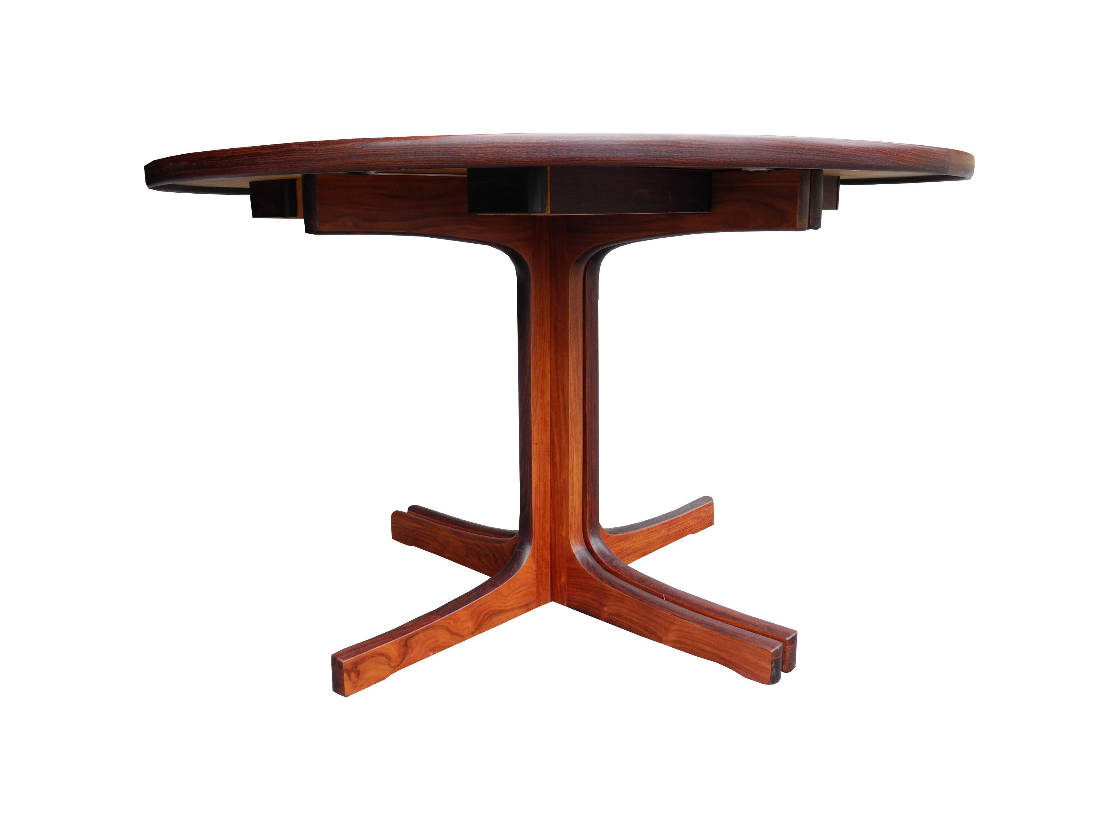 Danish Modern Round Rosewood Dining Table by Niels Otto Møller with Two Leaves 3