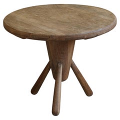 Vintage Danish Modern Round Side Table in Solid Oak, Otto Færge Style, Made in 1950s