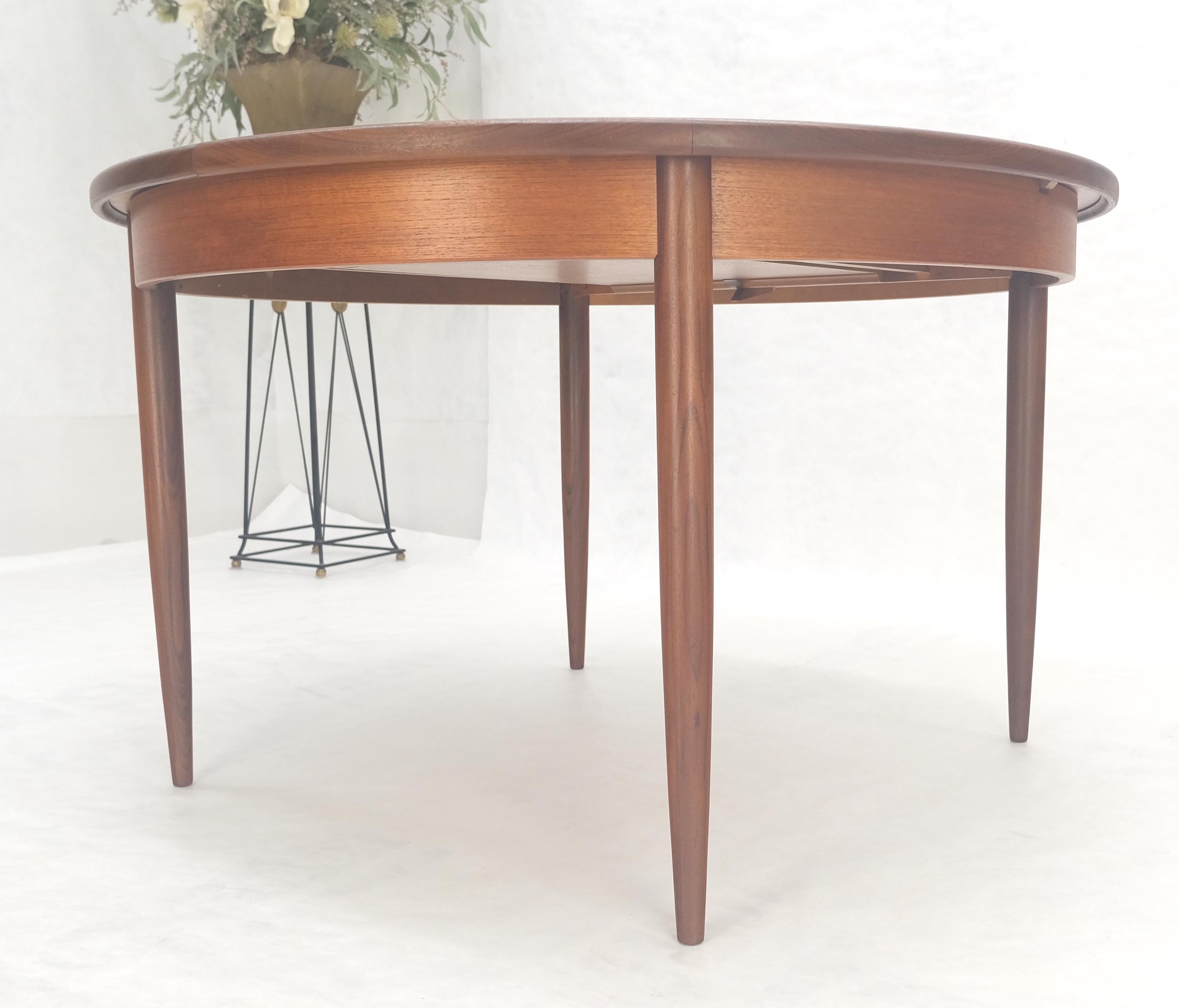 Danish Modern Round Teak Dining Table w/ 18