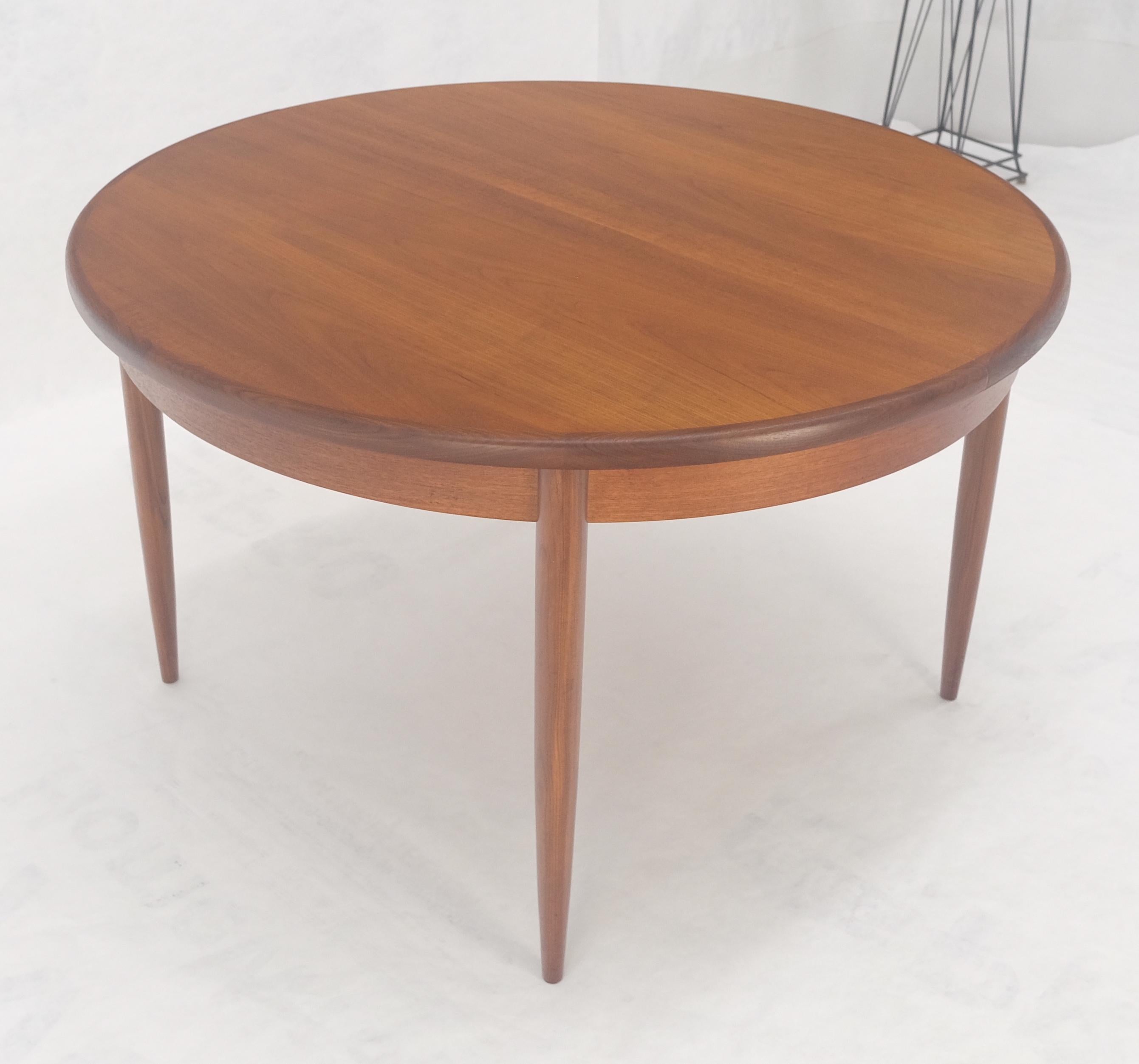 Danish Modern Round Teak Dining Table w/ 18