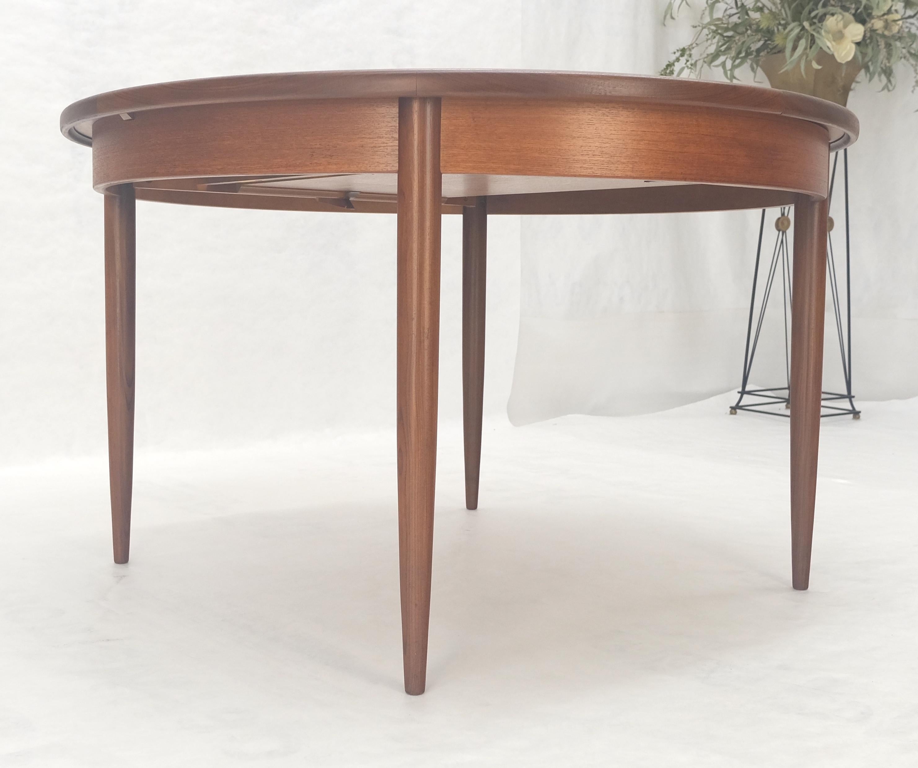 Danish Modern Round Teak Dining Table w/ 18