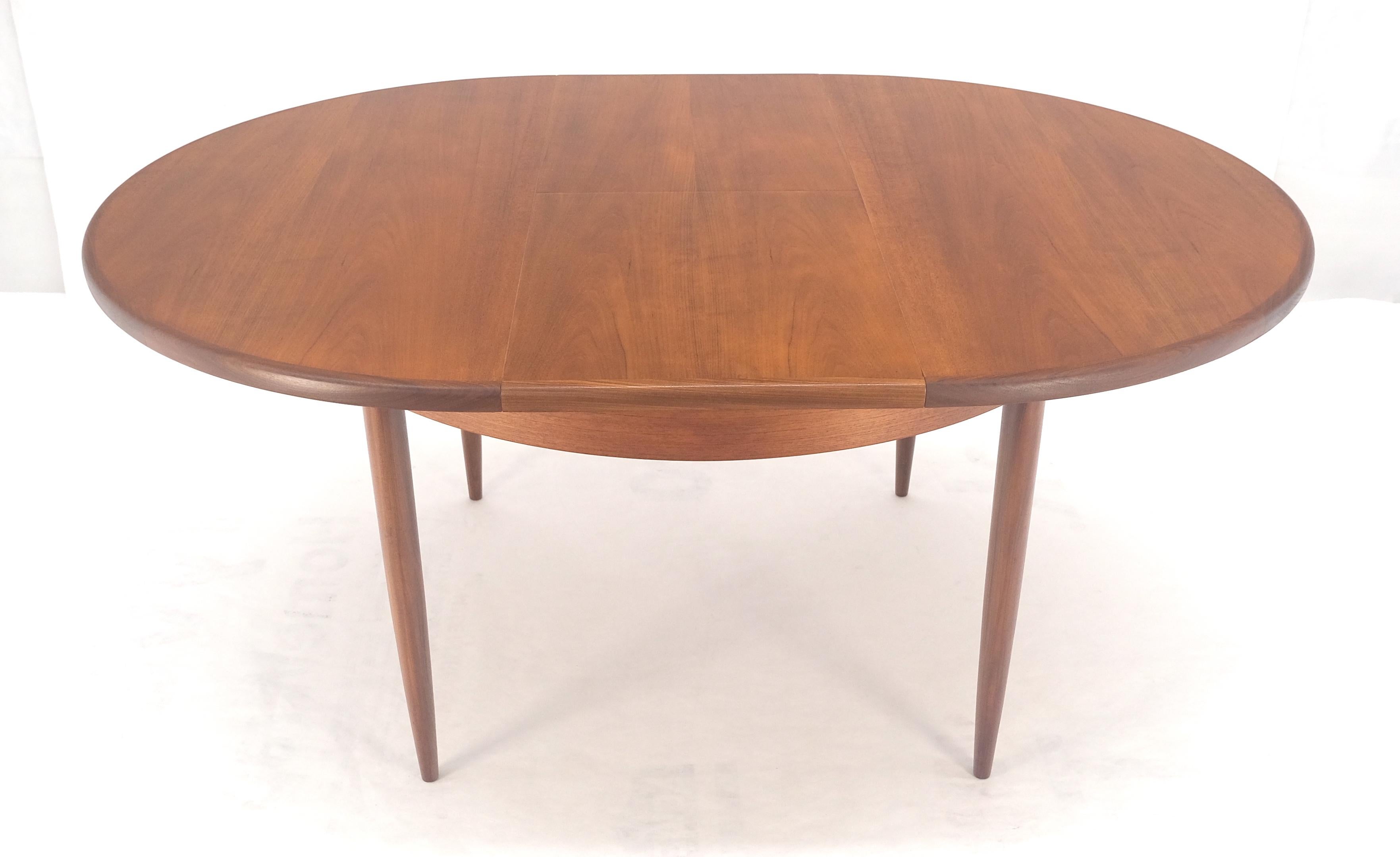 Danish Modern Round Teak Dining Table w/ 18