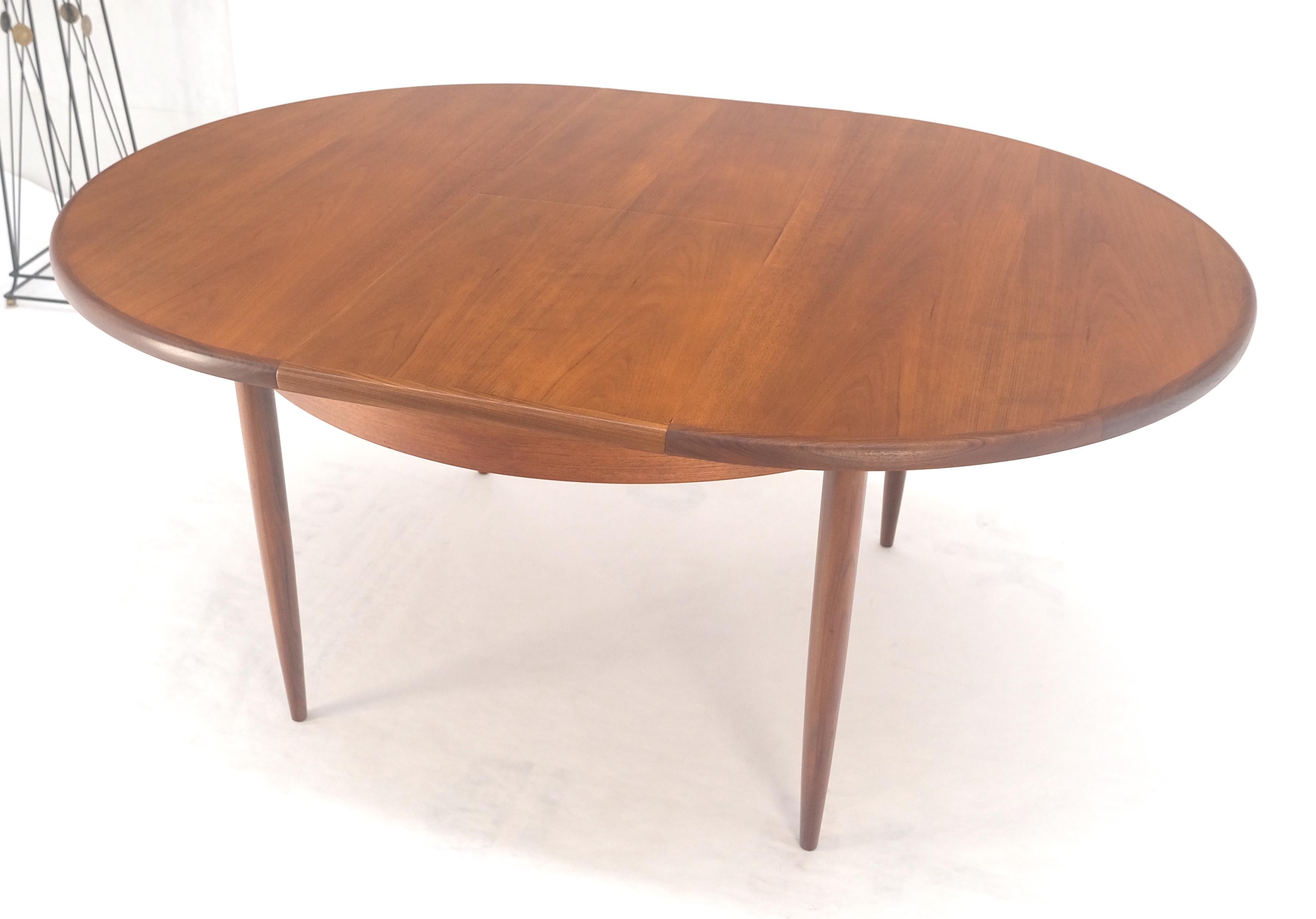 Danish Modern Round Teak Dining Table w/ 18