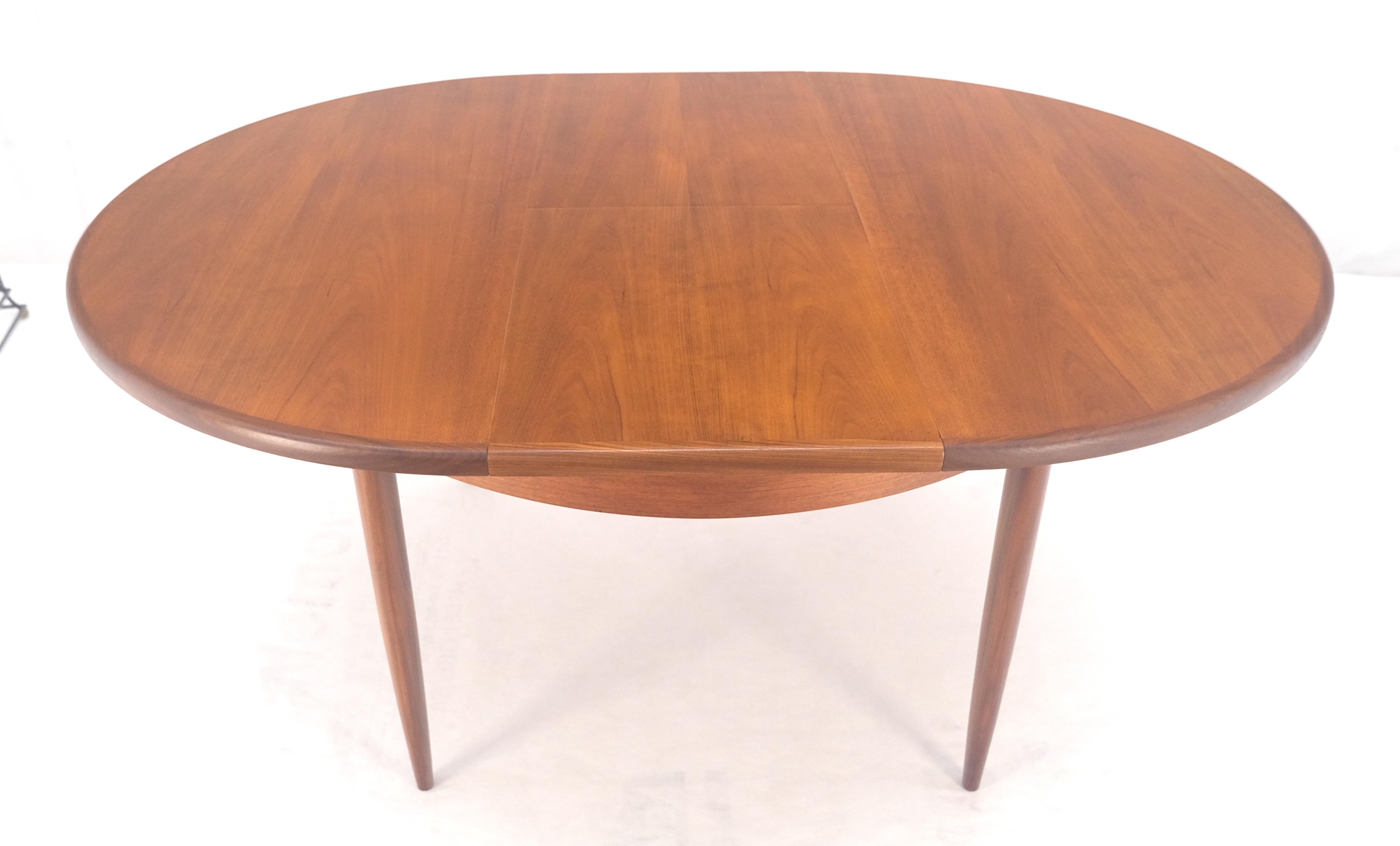 Danish Modern Round Teak Dining Table w/ 18