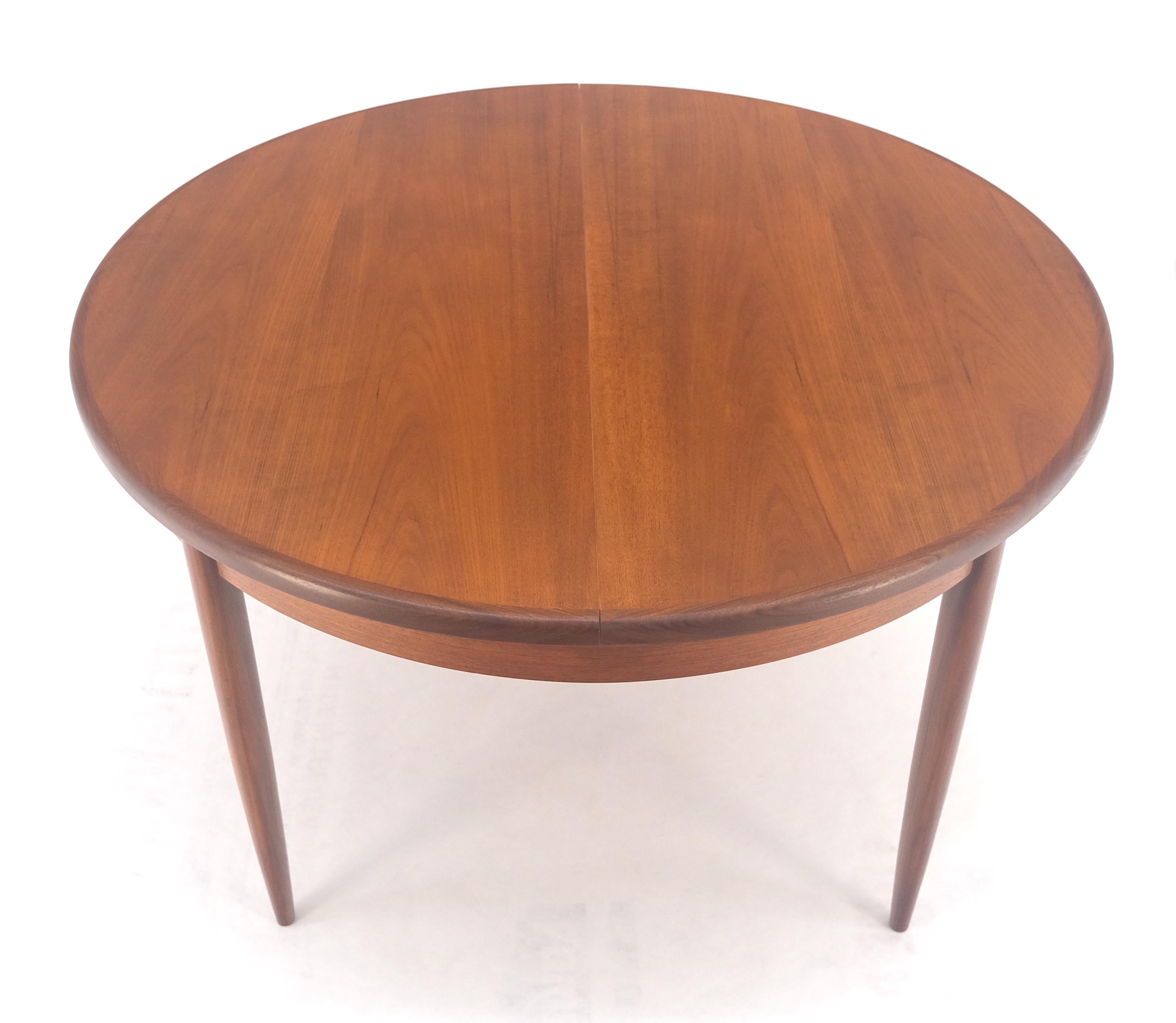 Mid-Century Modern Danish Modern Round Teak Dining Table w/ 18