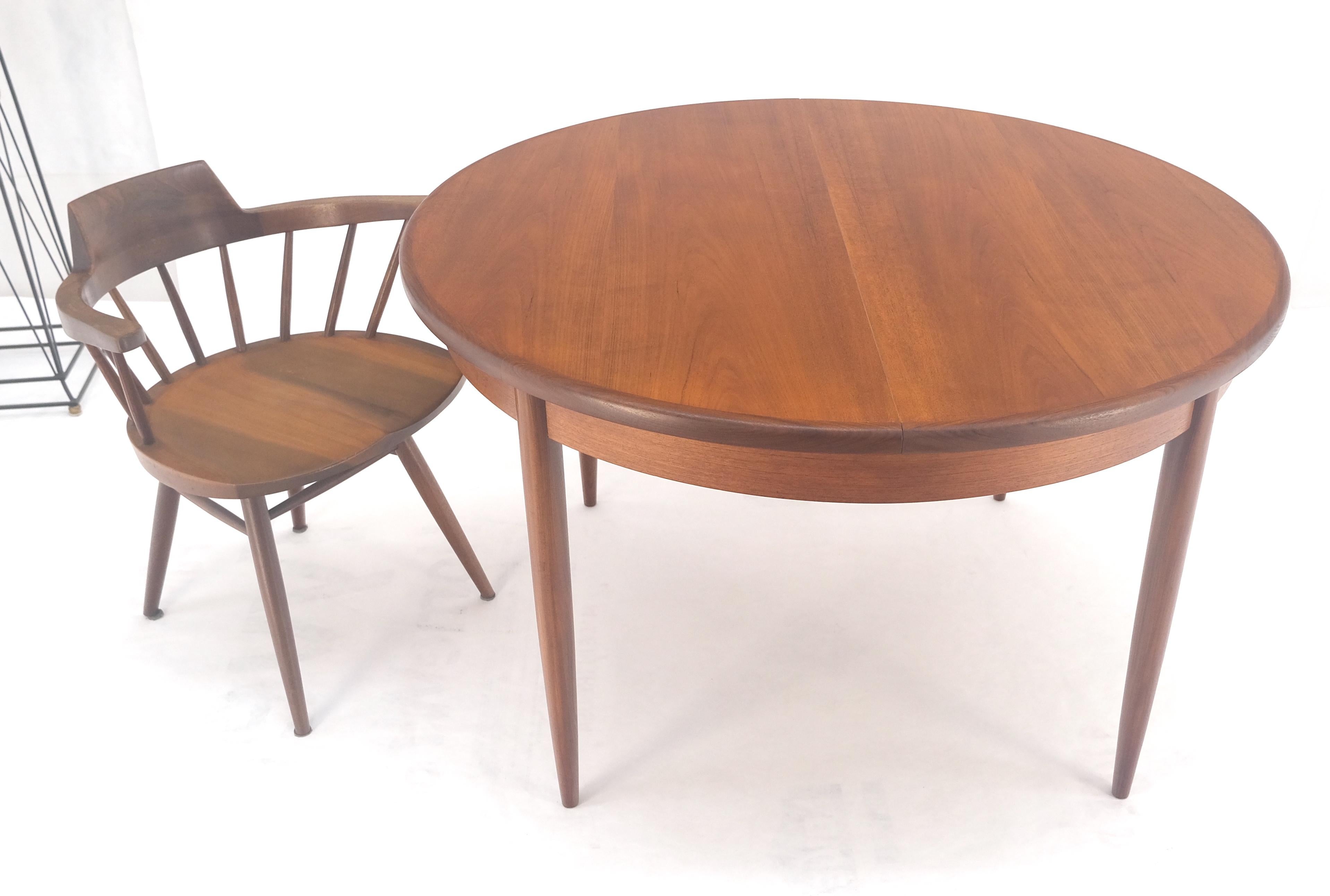Danish Modern Round Teak Dining Table w/ 18