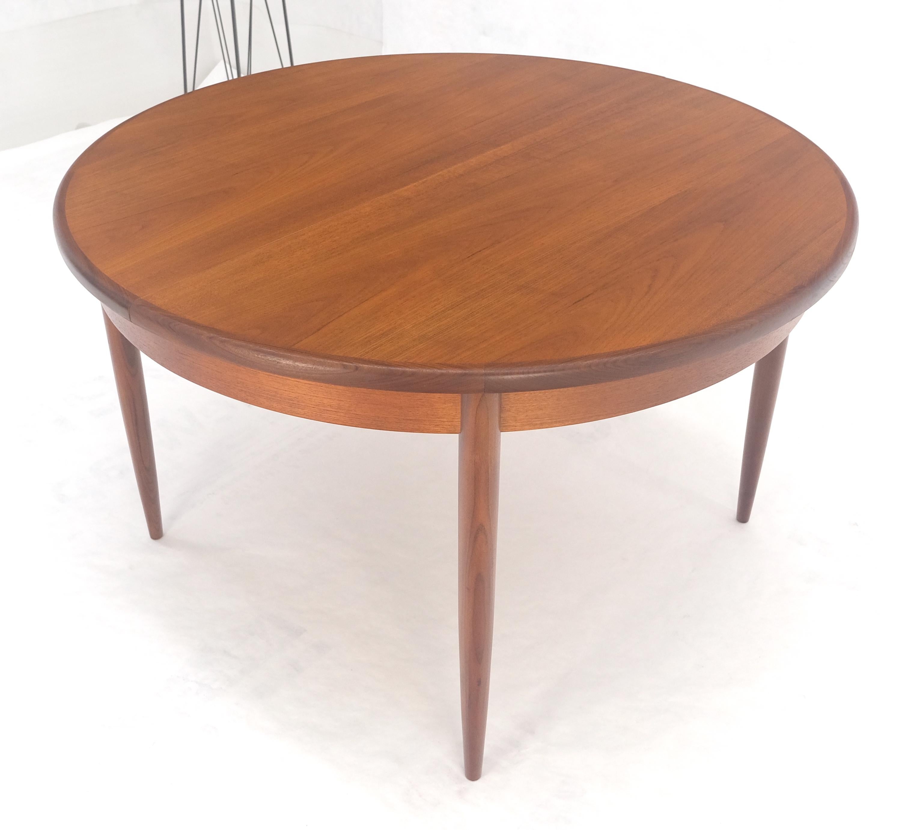 Danish Modern Round Teak Dining Table w/ 18