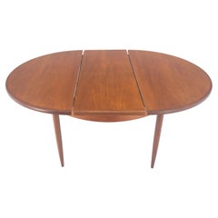 Danish Modern Round Teak Dining Table w/ 18" Pop Up Hide Away Leaf MINT