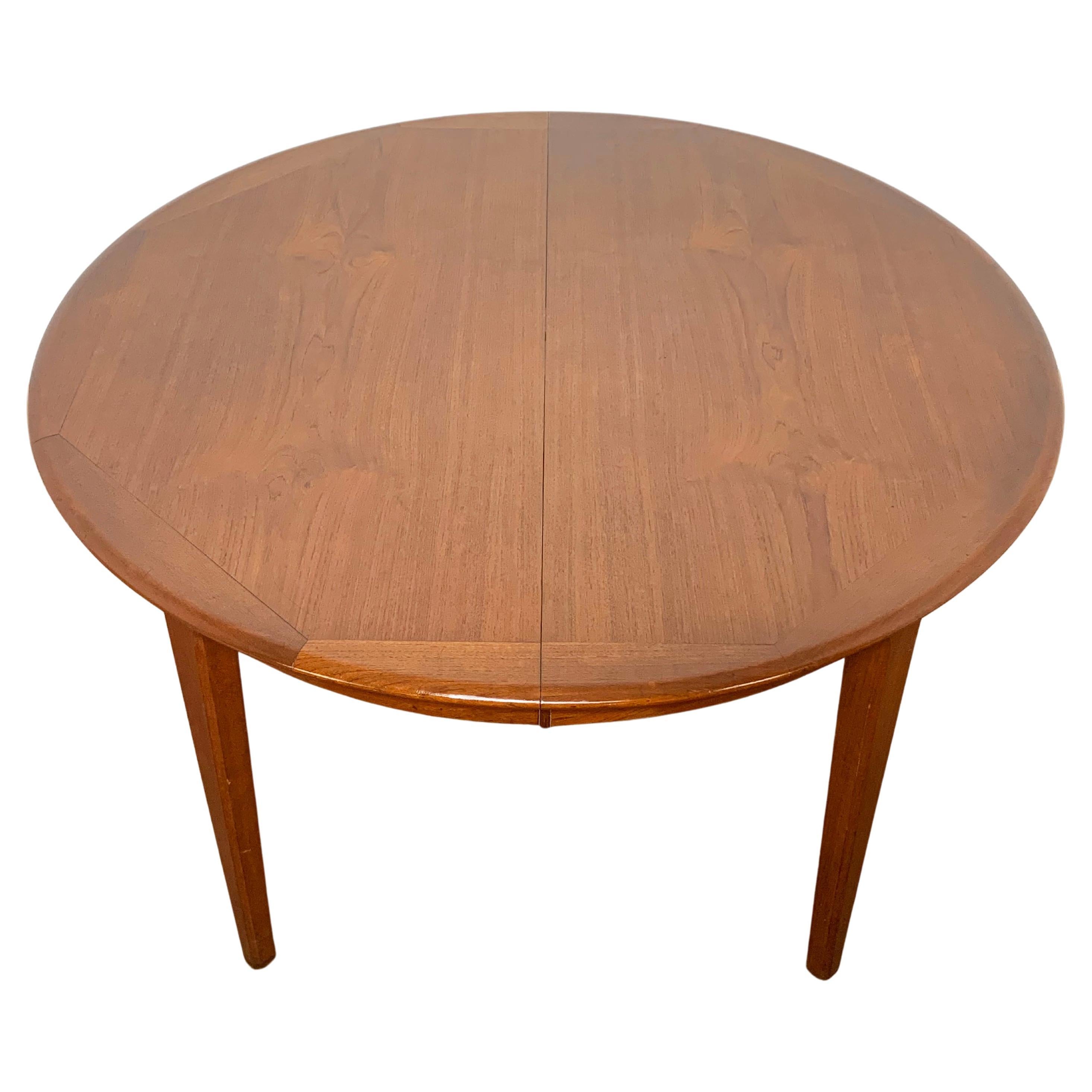 Danish Modern Round Teak Dining Table with Two Leaves, Circa 1960s