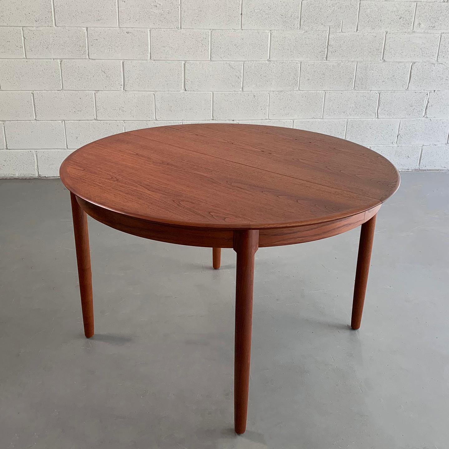 Scandinavian Modern Danish Modern Round Teak Extension Dining Table