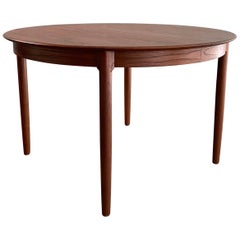 Danish Modern Round Teak Extension Dining Table