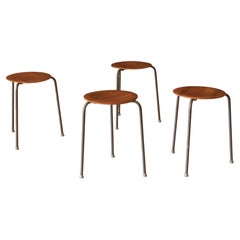 Danish Modern Round Teak Stacking Dot Stool End Table