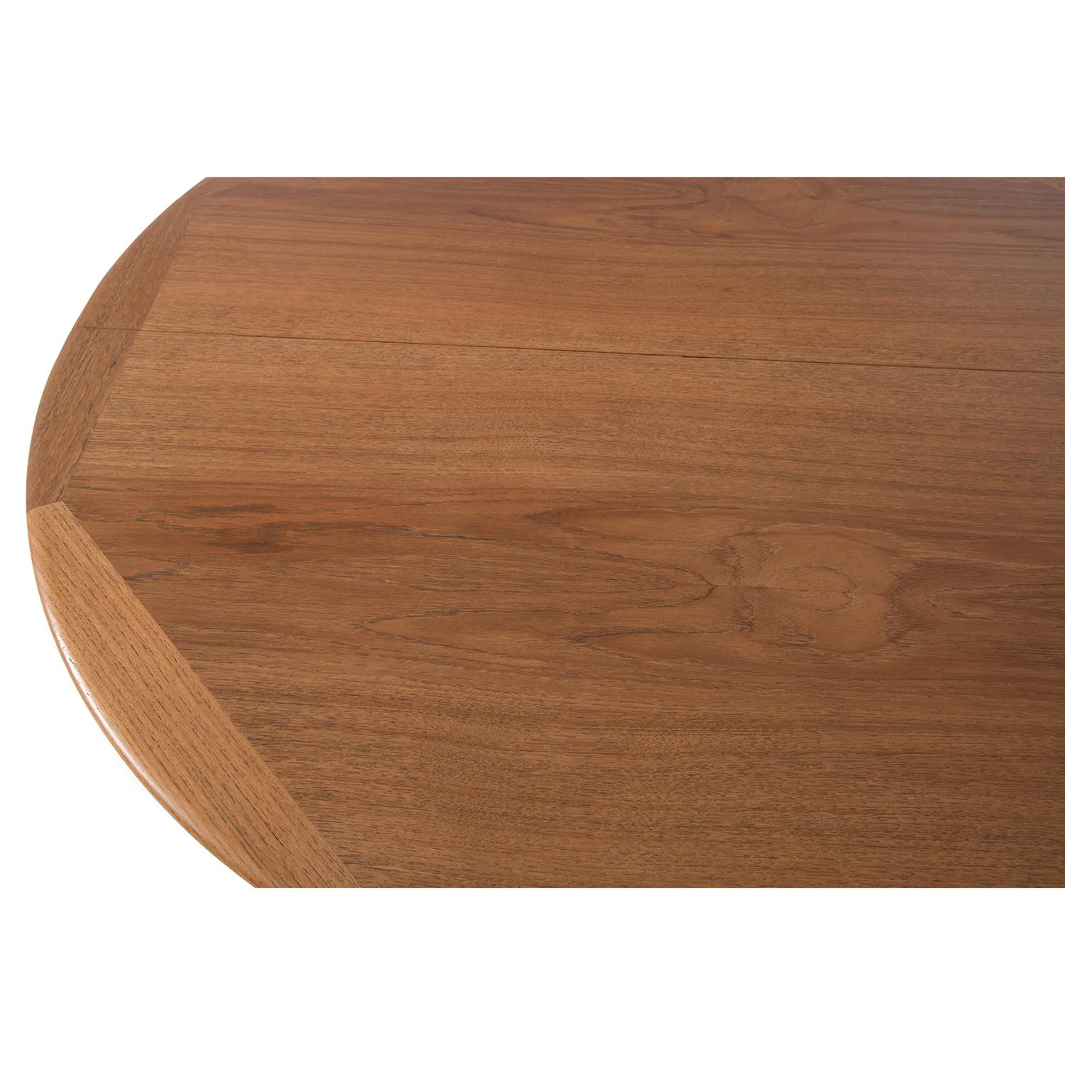 Oiled Danish Modern Round Teak Table with Edge Band Detail