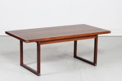 Danish Modern Rud Thygesen Sleigh Leg Coffee Table of Rosewood with Inlaid Metal