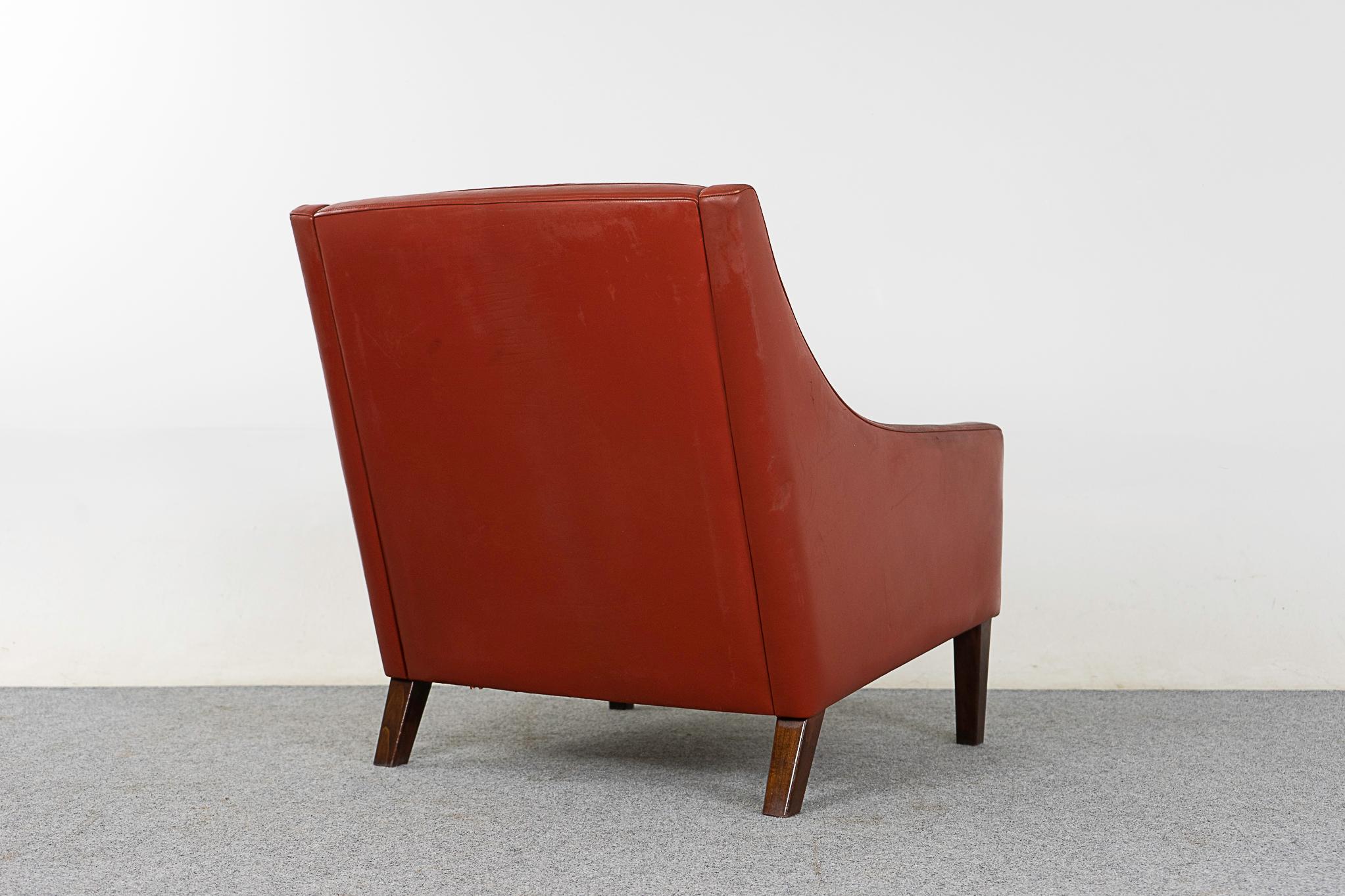 Danish Modern Rust Leather Lounge Chair For Sale 5