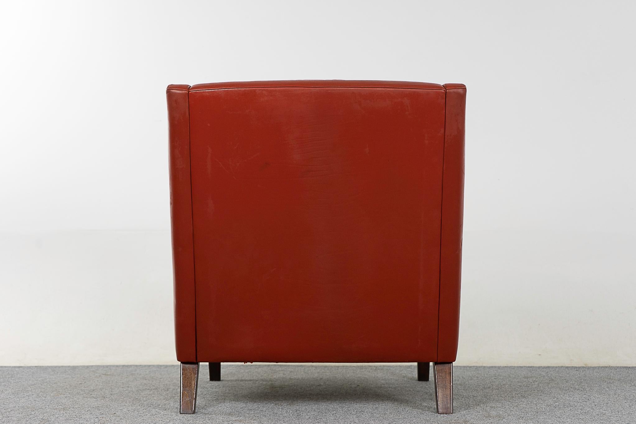 Danish Modern Rust Leather Lounge Chair For Sale 7