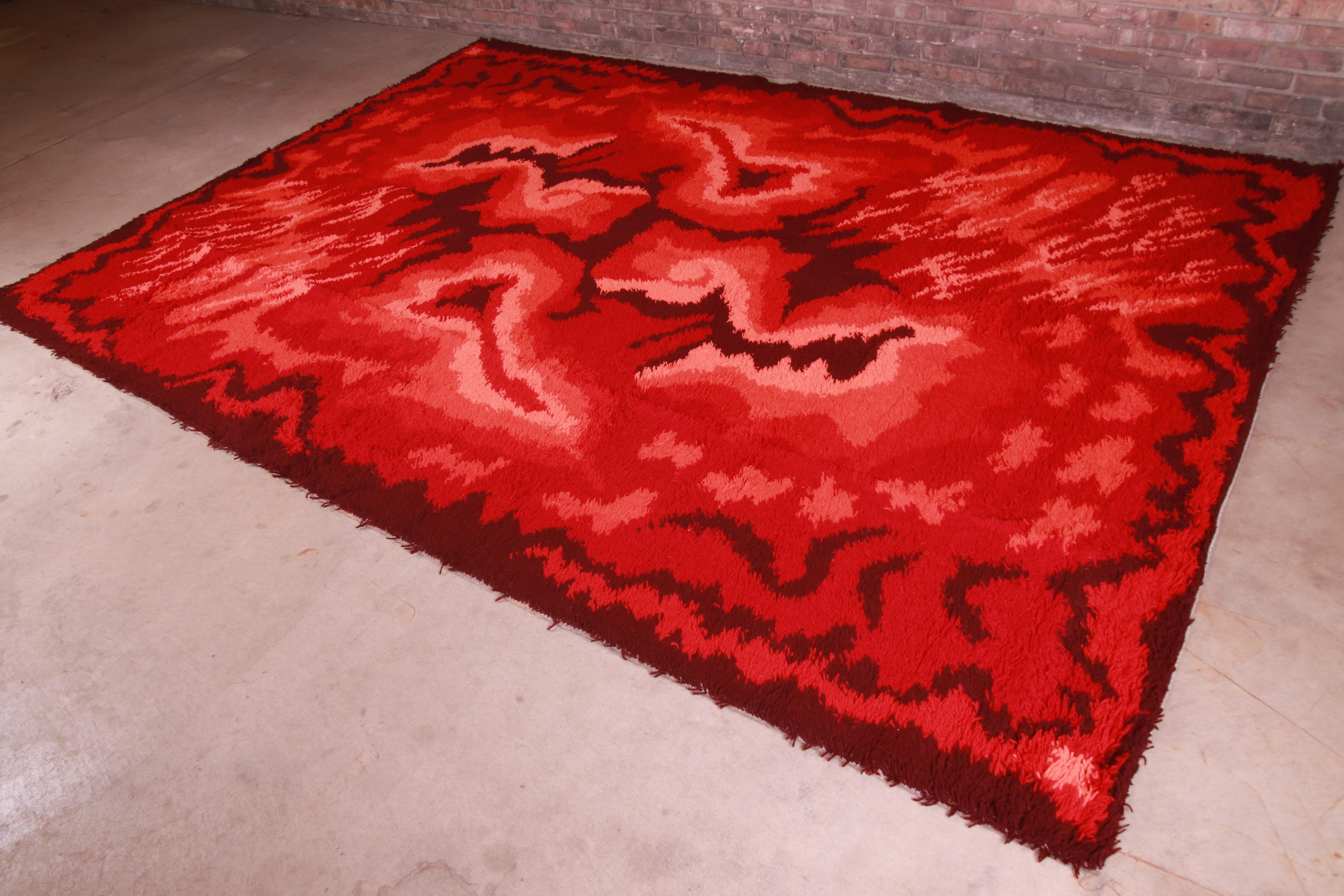 Danois Tapis danois moderne en laine Rya à poils longs, années 1970