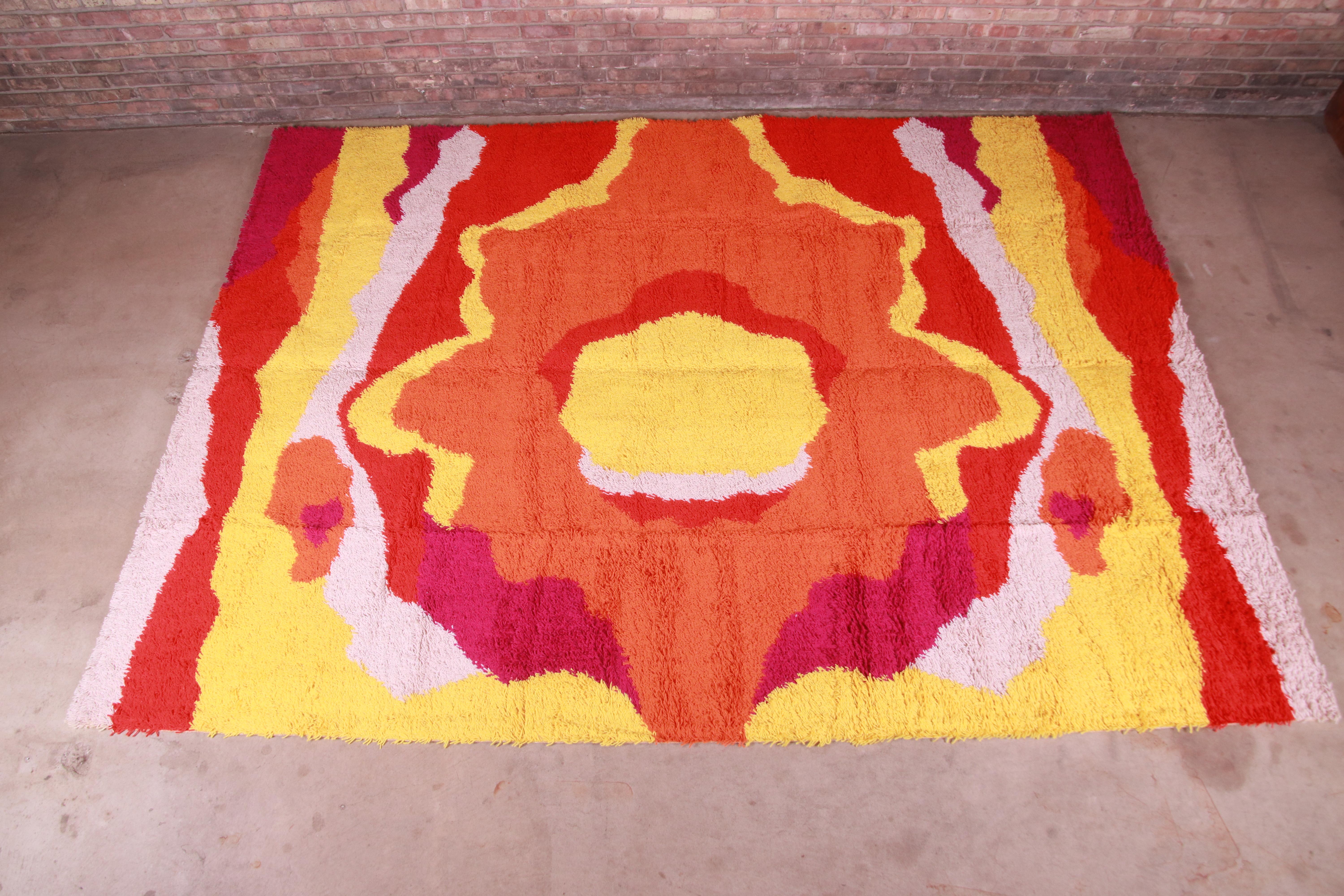 Danish Modern Rya Shag Wool Rug, 1970s In Excellent Condition For Sale In South Bend, IN