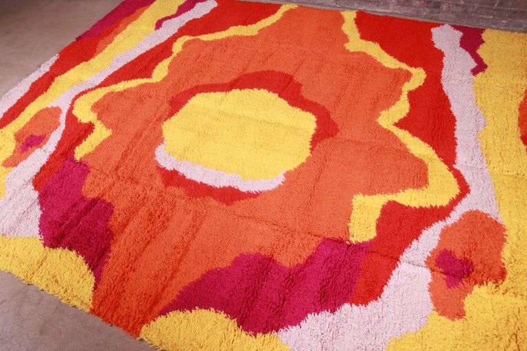 Danish Modern Rya Shag Wool Rug, 1970s For Sale at 1stDibs