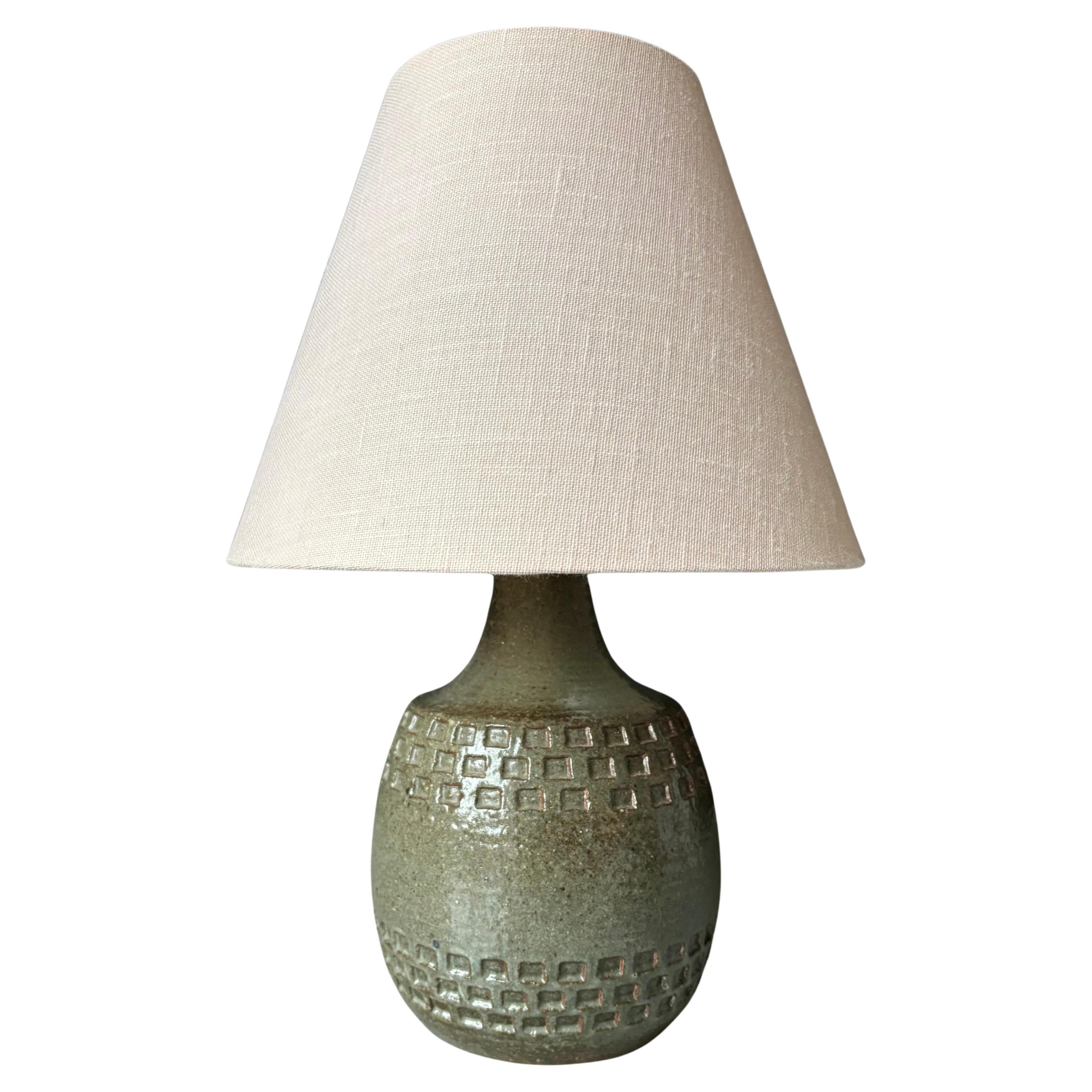 Danish Modern Sage Gray Stoneware Lamp, 1960s
