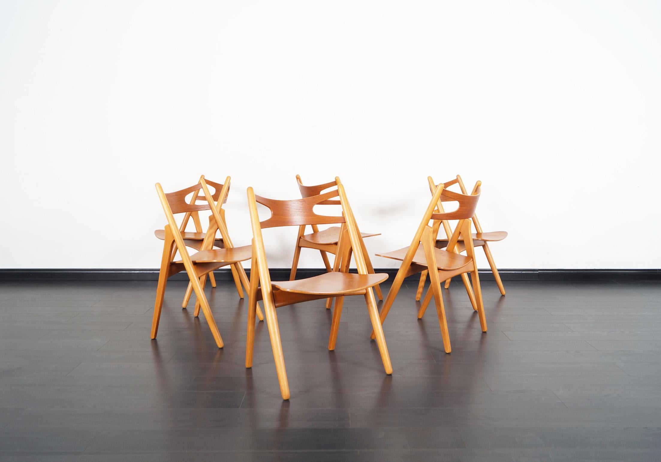 Mid-Century Modern Danish Modern 'Sawbuck' Ch-29 Dining Chairs by Hans J. Wegner