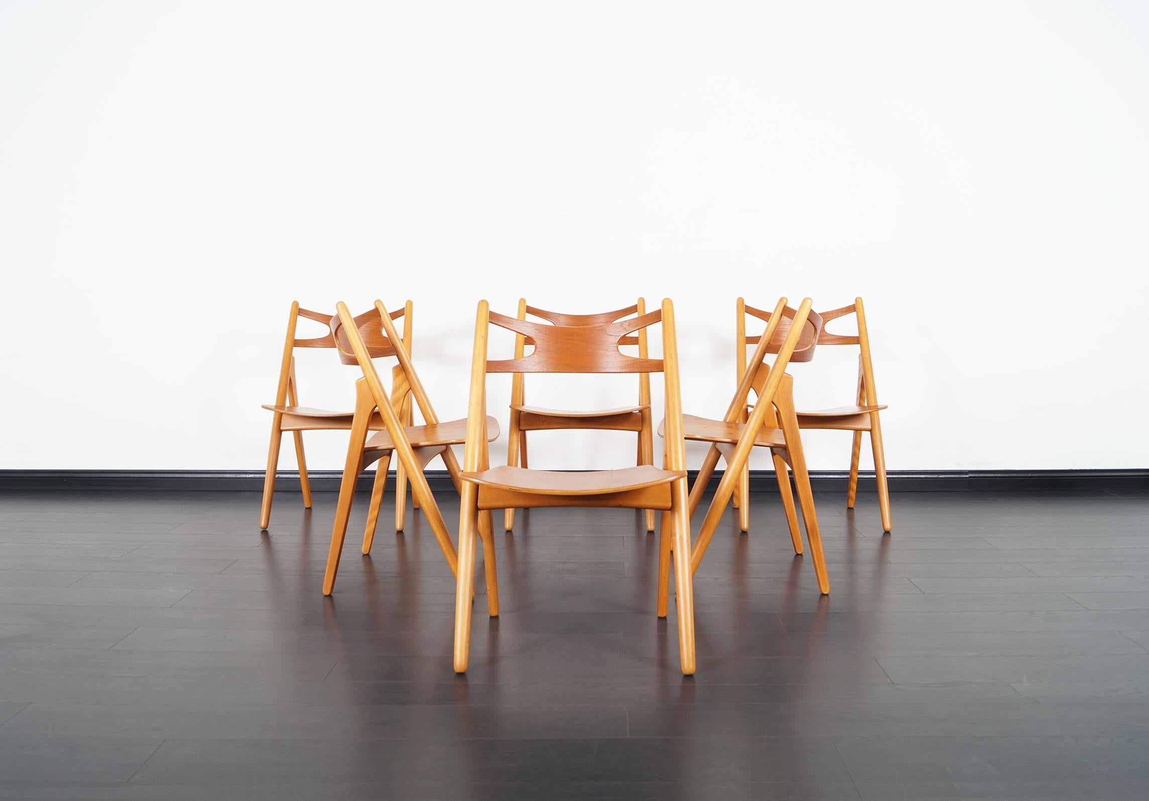 Beech Danish Modern 'Sawbuck' Ch-29 Dining Chairs by Hans J. Wegner
