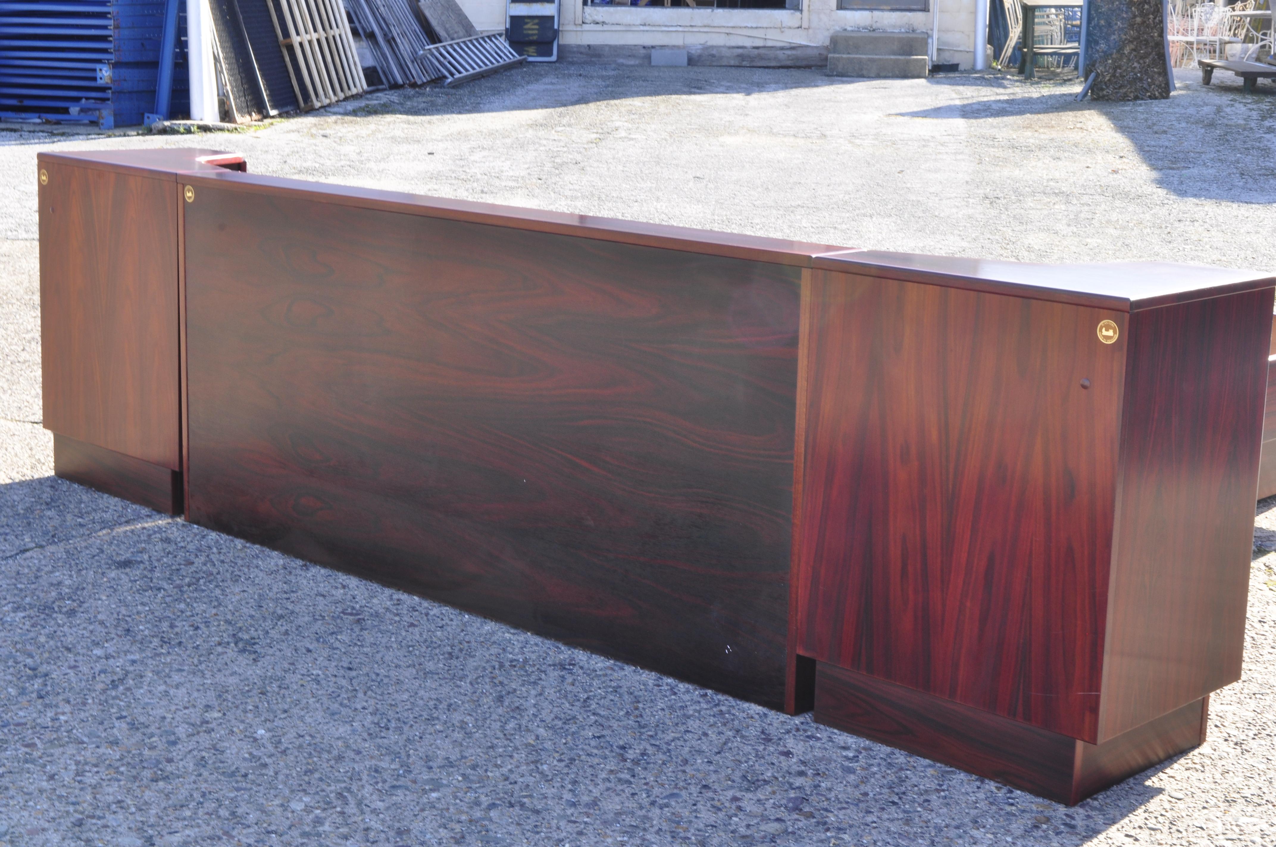 Danish Modern Scan Coll Rosewood Queen Platform Storage Bed and Pair Nightstands 1