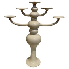 Danish Modern Scandinavian Large Enameled Metal Candelabra