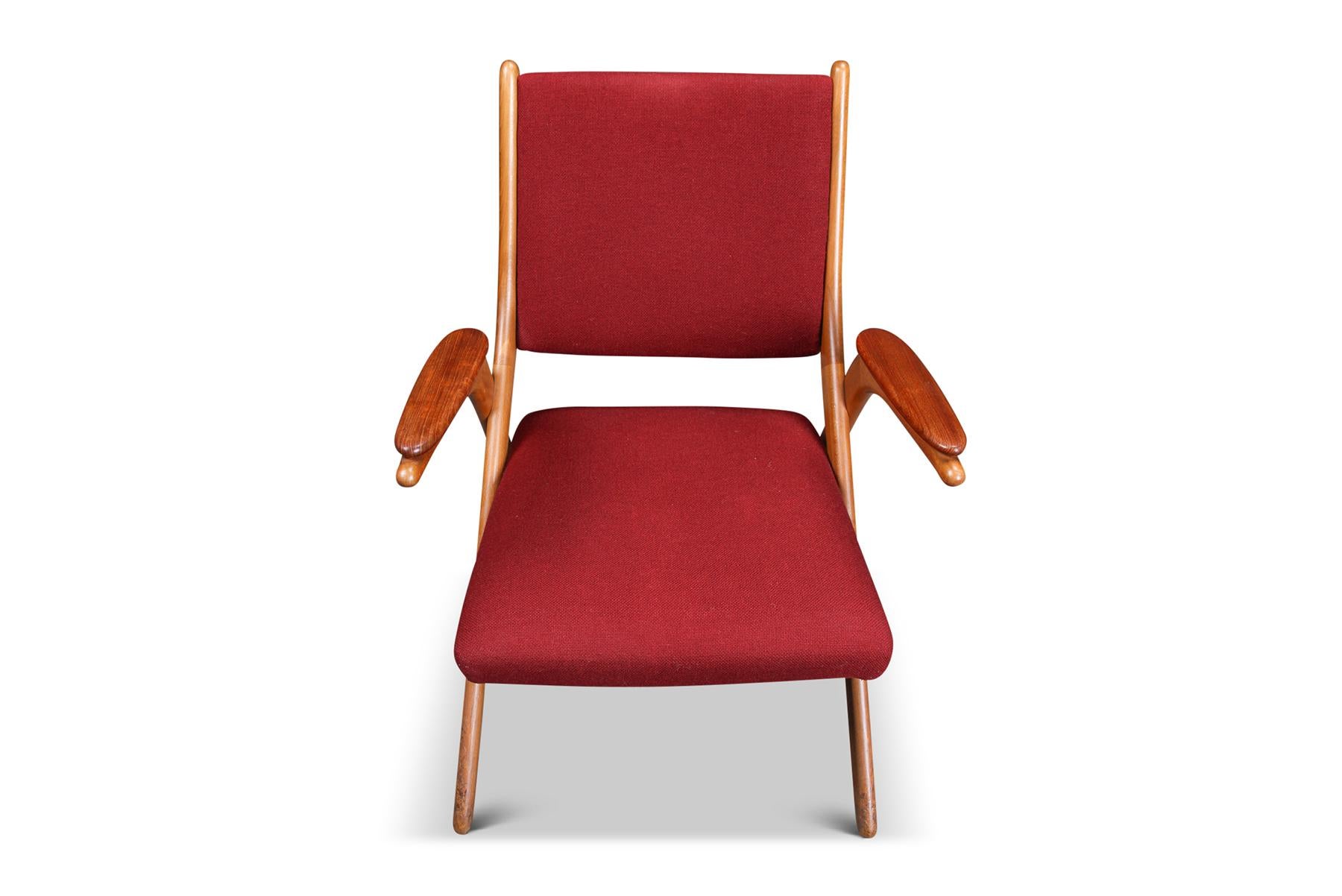 Mid-Century Modern Danish Modern Scissor Lounge Chair in Teak + Beech For Sale