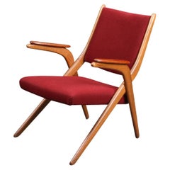 Danish Modern Scissor Lounge Chair in Teak + Beech