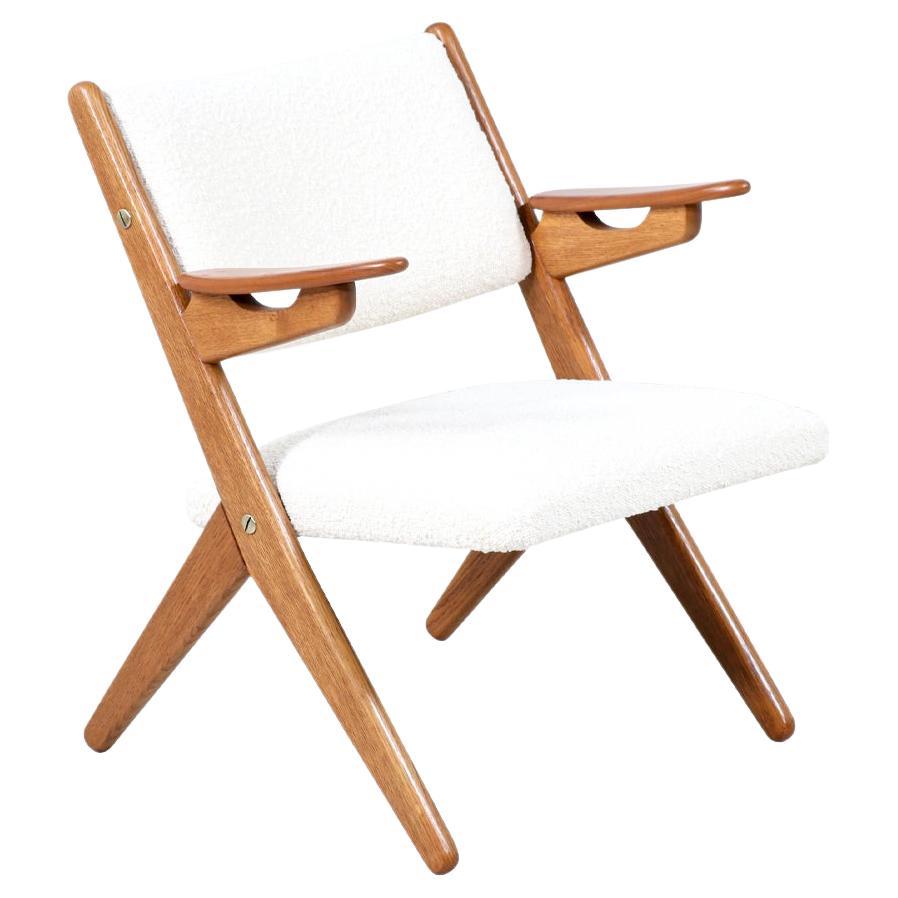 Danish Modern Sculpted Oak & Teak Arm Chair by Arne-Hovmand Olsen