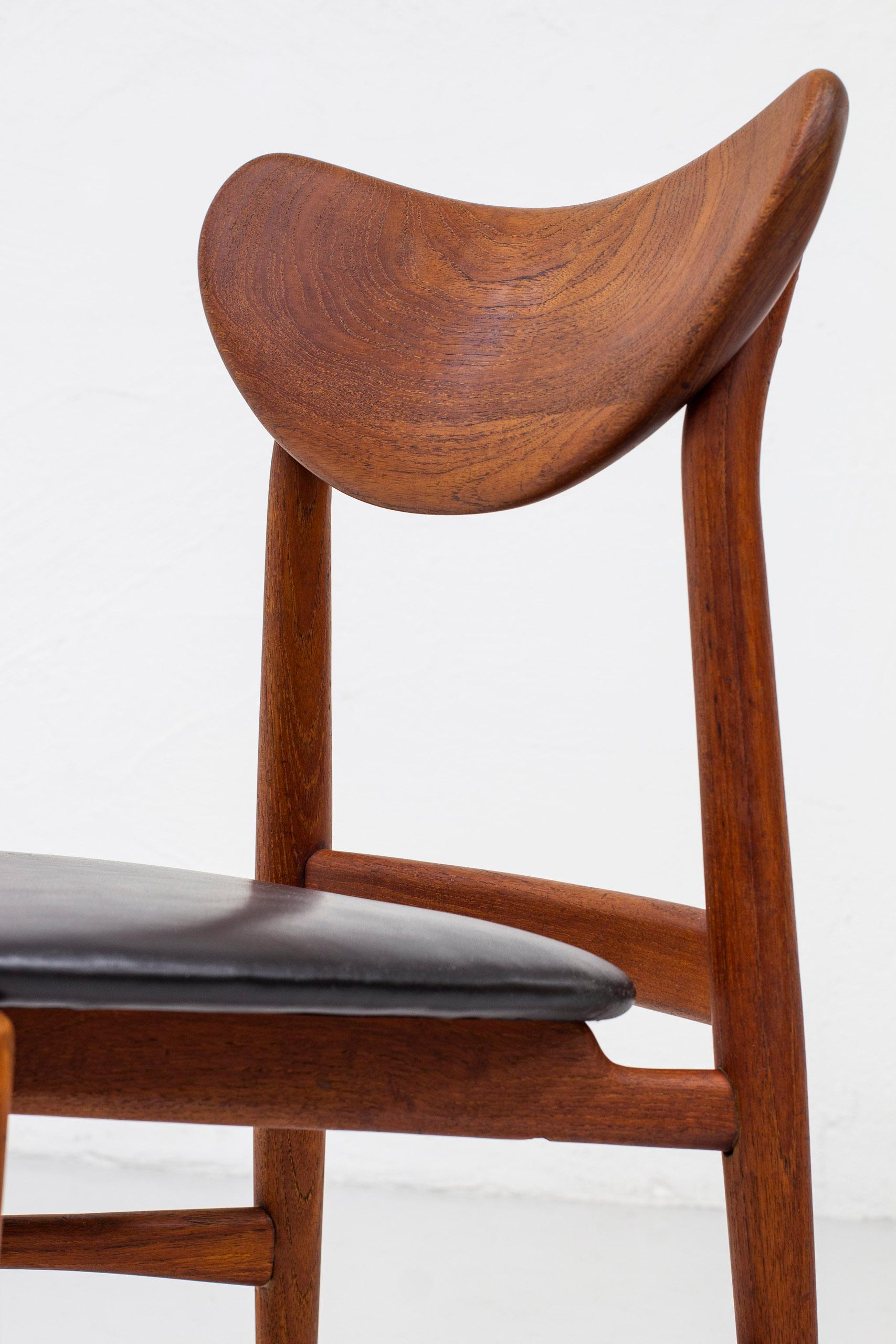 Brass Danish Modern Sculpted Side Chair in Teak by Cabinetmaker Oluf Jensen, 50s