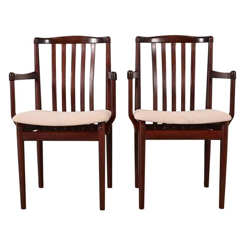 Danish Modern Sculpted Solid Rosewood Armchairs by Vamdrup Stolefabrik, Pair