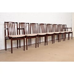 Danish Modern Sculpted Solid Rosewood Dining Chairs, Set of Eight