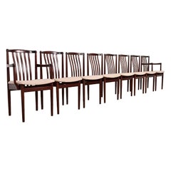 Danish Modern Sculpted Solid Rosewood Dining Chairs, Set of Eight