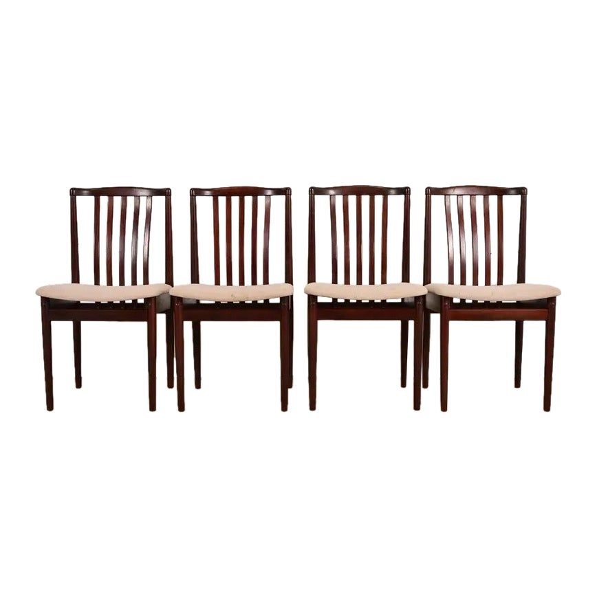 Danish Modern Sculpted Solid Rosewood Dining Chairs, Set of Four