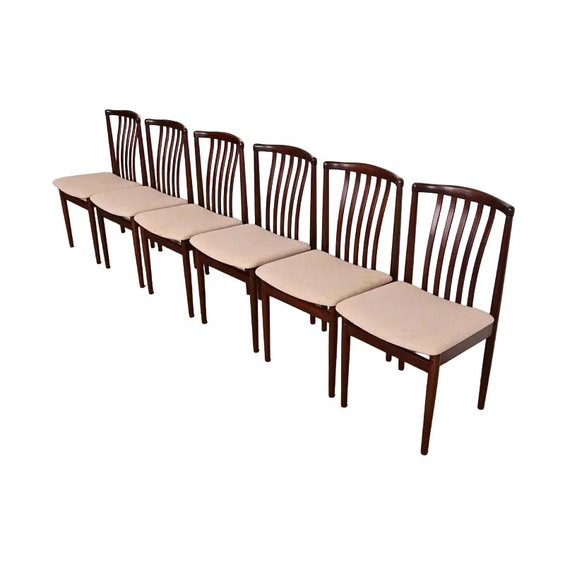 Danish Modern Sculpted Solid Rosewood Dining Chairs, Set of Six