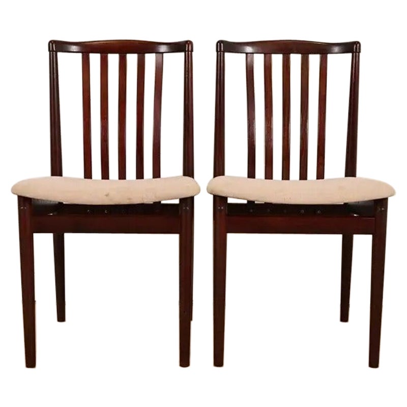 Danish Modern Sculpted Solid Rosewood Side Chairs or Dining Chairs, Pair For Sale