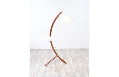 Expertly Restored - Danish Modern Sculpted Teak Arch Tripod Floor Lamp
