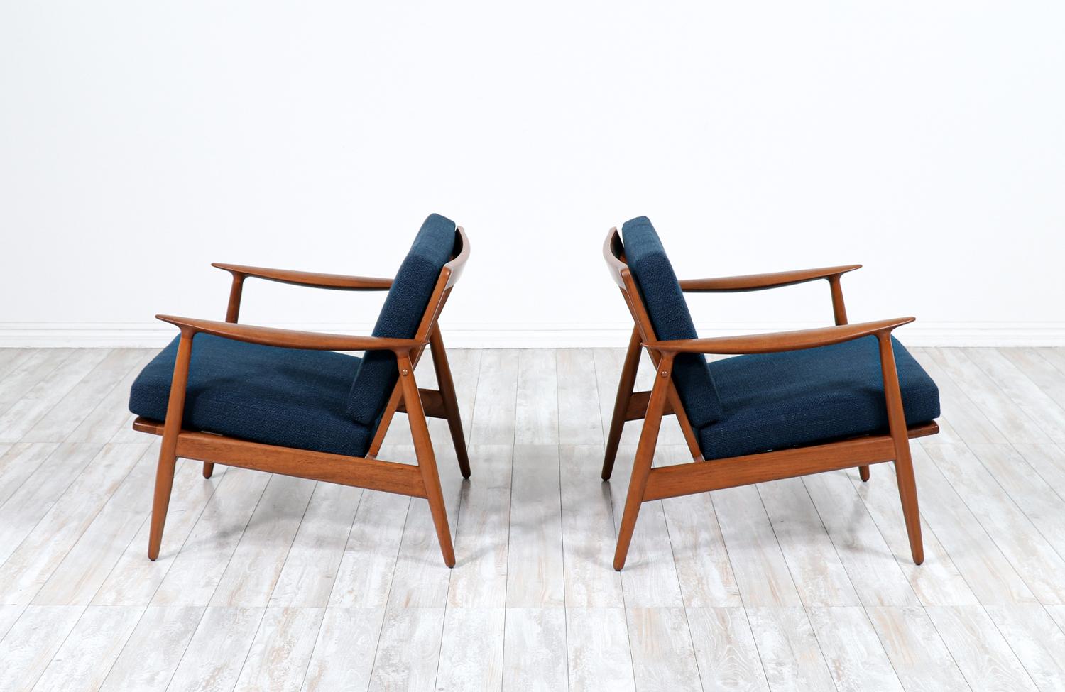 Mid-Century Modern Expertly Restored - Danish Modern Sculpted Teak Lounge Chairs by John Bone For Sale