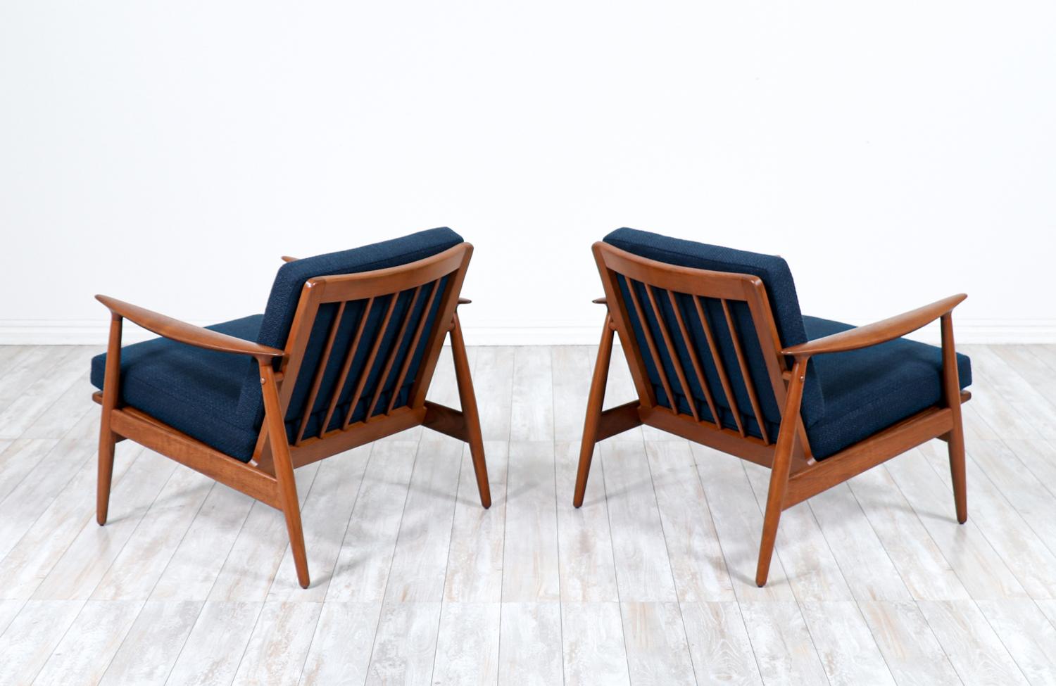 Expertly Restored - Danish Modern Sculpted Teak Lounge Chairs by John Bone In Excellent Condition For Sale In Los Angeles, CA